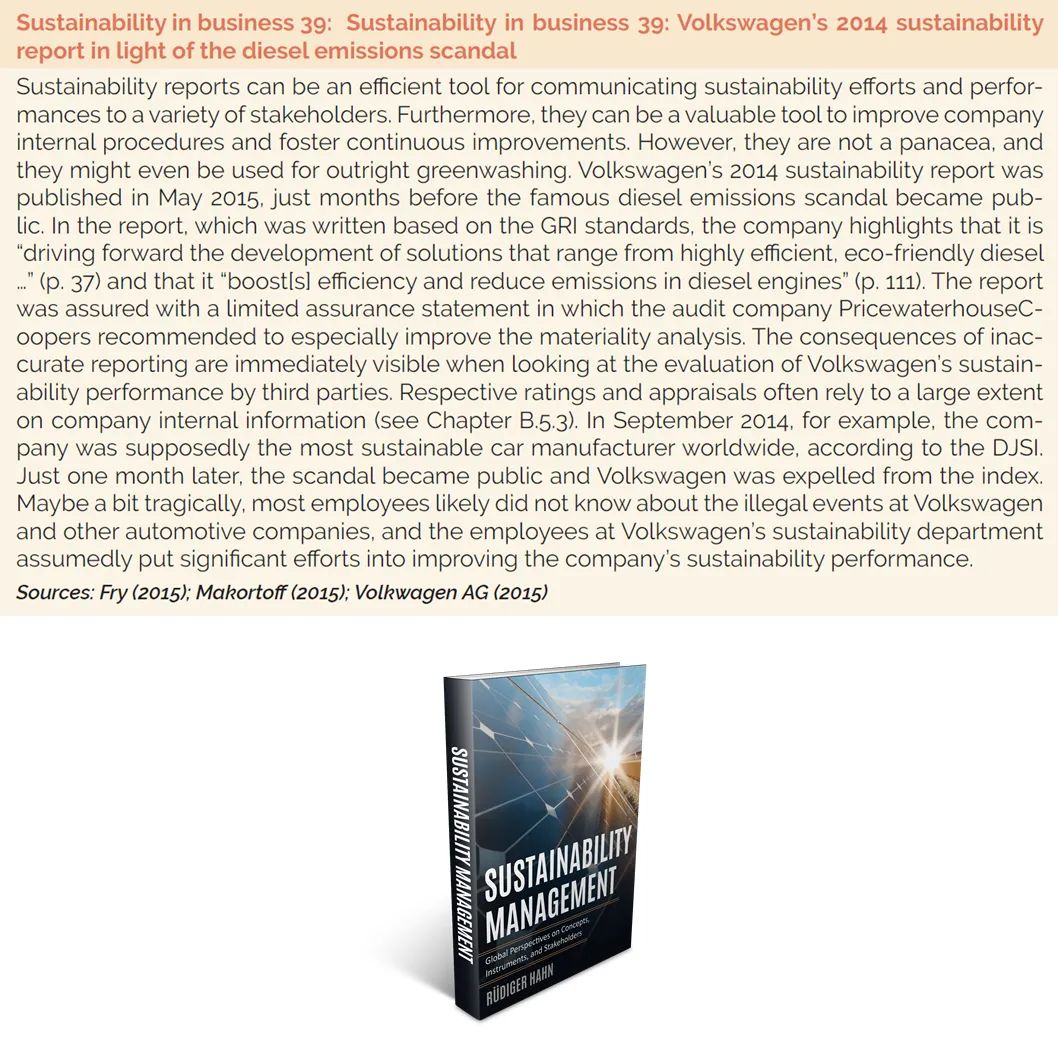 It's feature friday! Today: Volkswagen’s 2014 sustainability report in light of the diesel emissions scandal. A *Sustainability in Business* feature from the #sustainabilitymanagement #textbook! More info: buff.ly/3H4XO2X