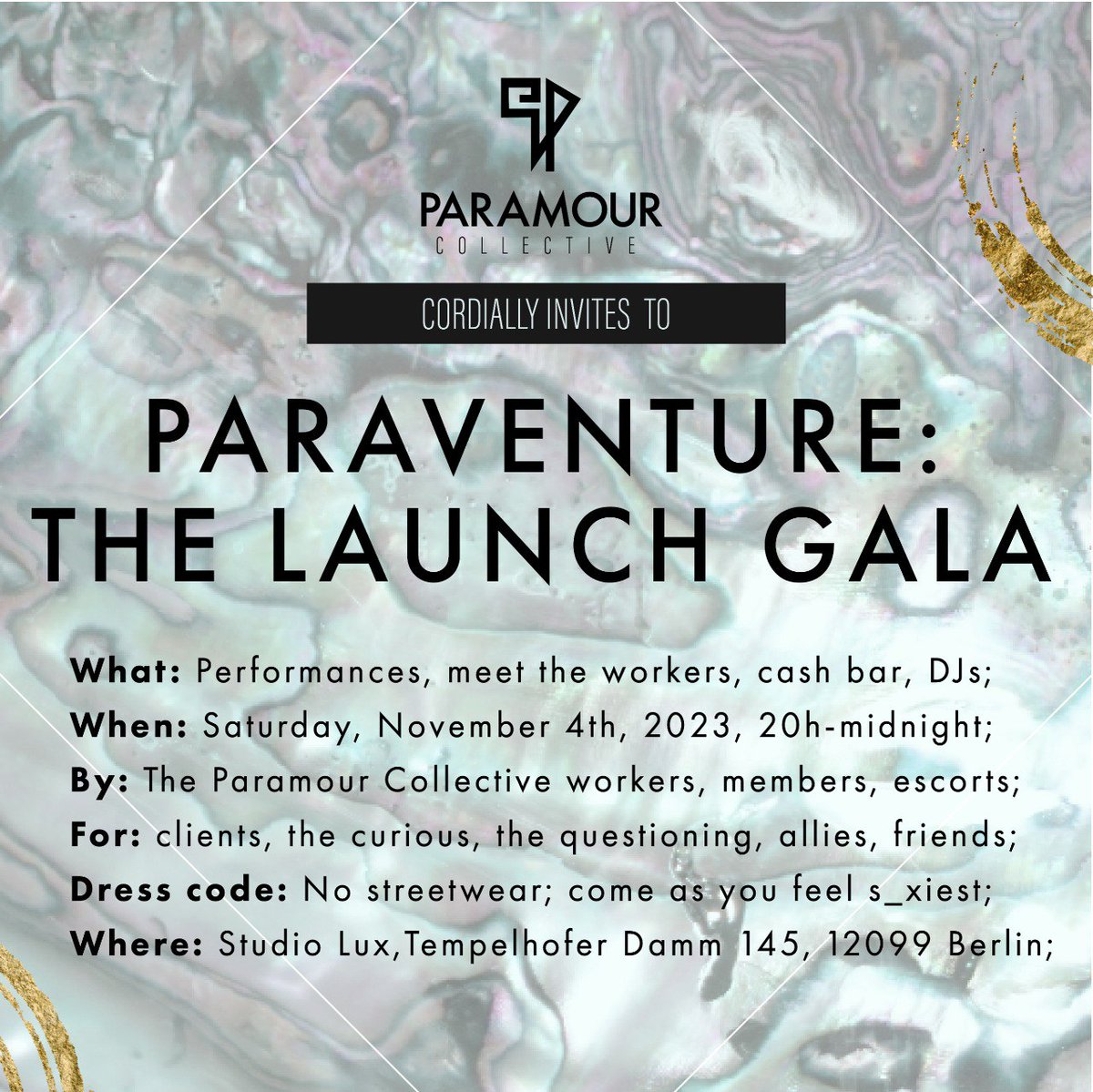 paramourberlin's tweet image. You're invited to our glittering Launch Gala at @LUXDominastudio !!! 🍾🍾🍾

Get your tickets to the sexual revolution here: 
shop.ticketpay.de/FH8USY1M