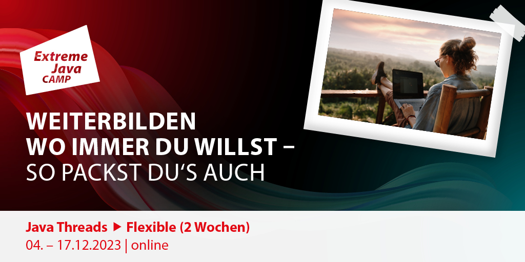 ExtremeJavaCamp's tweet image. Klingt interessant, oder? Der Kurs "Java Threads" bietet Ihnen die Möglichkeit, Ihr Wissen über Threads in Java online zu vertiefen 📚🌟 In diesem zweiwöchigen Kurs werden Sie von Dr. Heinz Kabutz durch die Grundlagen geführt.
Mehr Infos zum Camp: ow.ly/eMnl50PXasv