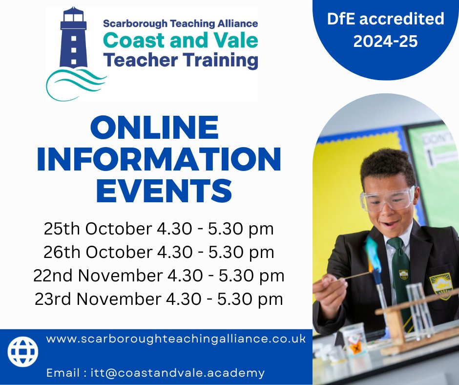 Book your place on one of the online events we are hosting..
#yourquestionsanswered #traintoteach

docs.google.com/forms/d/e/1FAI…
