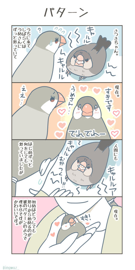 さつきちゃんのパターン。
怒りから入るボーイ。これがあるのでゆずさんにもまだチャンスが…!とこっそり思っていたりします。
#漫画が読めるハッシュタグ #Buncho #文鳥