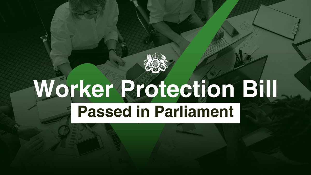 oeogovuk's tweet photo. Today, the Worker Protection Bill passed in @UKParliament and will be brought into law ✅
We celebrate this historic and important step towards preventing sexual harassment in the workplace.
#WorkerProtectionBill https://t.co/aI40c9ZID6
