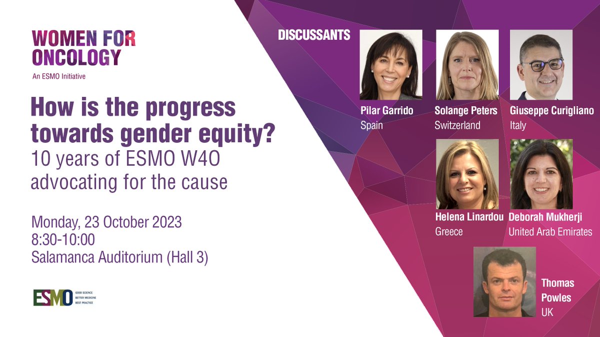 The ESMO Women for Oncology Forum at #ESMO23 is a unique opportunity to reflect on something as necessary as the impact of gender on professional career. I encourage all of you who will be attending ESMO to participate in this meeting @myESMO @VHIO