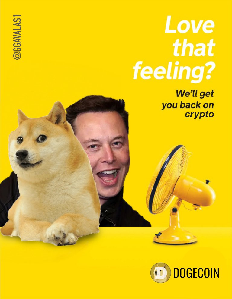Love that feeling? we'll get you back on crypto. Thanks <a href="/aa/">Andrew Anker</a> for the inspo

<a href="/OneMinuteBriefs/">One Minute Briefs ⏱️</a> 
Create posters to advertise ANYTHING using this pic of Kabosu. #DogeAdChallenge
<a href="/dogecoin/">Dogecoin</a>