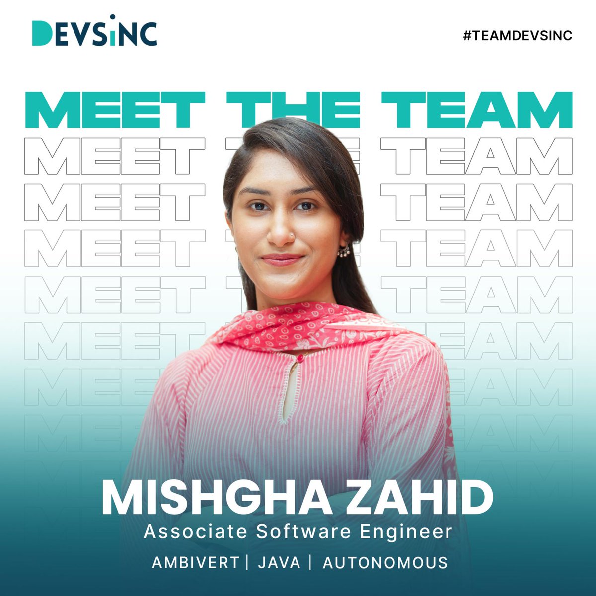 devsinc's tweet photo. Meet Mishgha Zahid: A Rising Star at Devsinc, Embracing Challenges and Ambitions. Click below to read her inspiring journey in detail!
#TeamDevsinc #RisingStar #AmbitionUnleashed #Devsinc
https://t.co/KFScDvyuUN https://t.co/UnP9fDDbVW