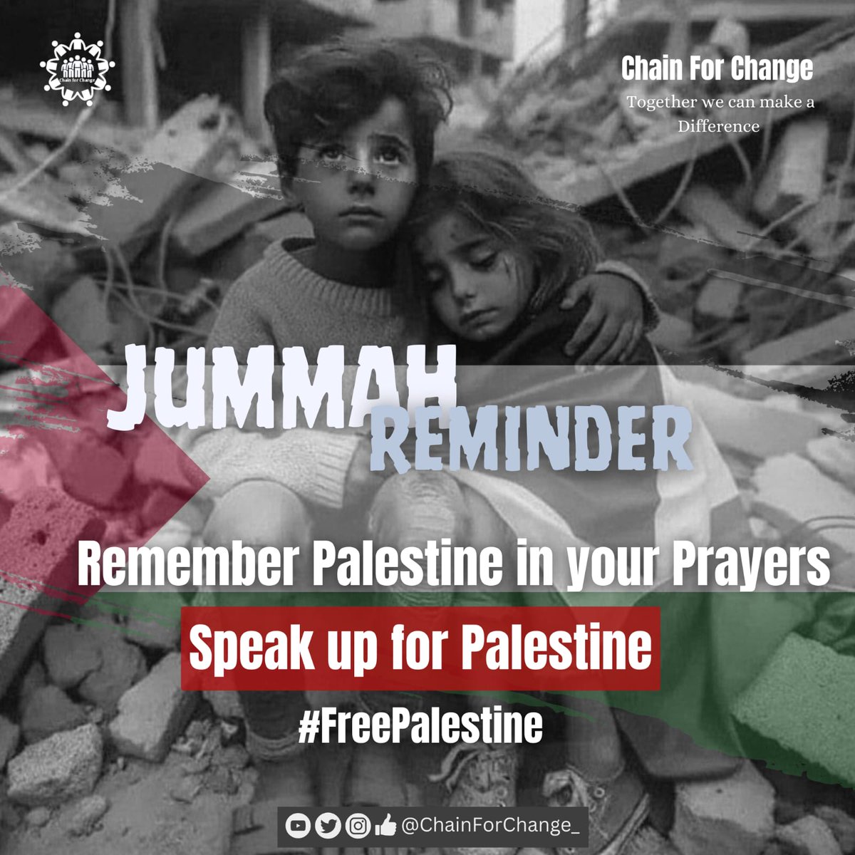 ChainForChange_'s tweet photo. Jummah Mubarak! On this blessed day, our thoughts and prayers are with Palestine, a nation that has been undergoing immense suffering and oppression for decades.
Allah says in the Quran, “Do not be weak-hearted, nor grieve, for you shall surely triumph if you are believers.” https://t.co/b0suUCbdUQ