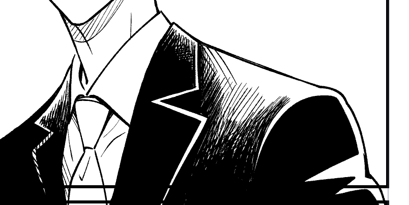 首周りってとても難しくて、スーツも永遠に上手く描けないんだけどちょっとだけわかった気がする。絵の成長は階段式だと村田雄介先生が言ってた。ずーーーっと描いてると稀に訪れる 