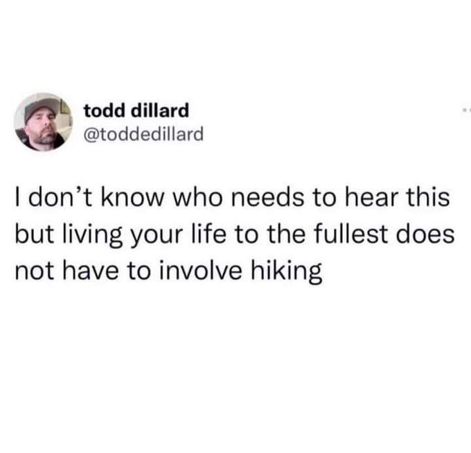 It does NOT! NOT!  #funny #mene #hiking #tired https://t.co/MLIYWH9q6T<a href="/tag/funny"class="tags">#funny</a><a href="/tag/mene"class="tags">#mene</a><a href="/tag/hiking"class="tags">#hiking</a><a href="/tag/tired"class="tags">#tired</a>