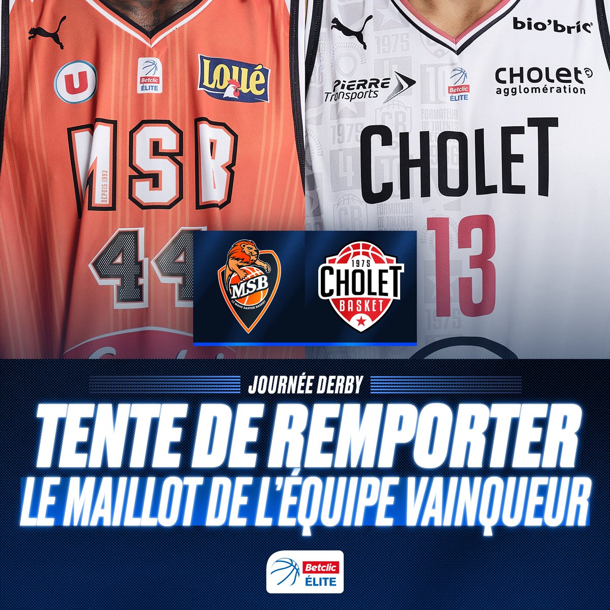 Betclic_ELITE's tweet photo. Le maillot du @MSB_Officiel ou de @CB_officiel à gagner à l'occasion de la #JournéeDerby ⚡️

Pour participer :
1️⃣ RT ce post
2️⃣ Follow @LNBofficiel &amp; @skweektv
3️⃣ Donne l'équipe vainqueur en commentaires

🍀 TAS lundi 23/10 https://t.co/hHgVS2QnfB