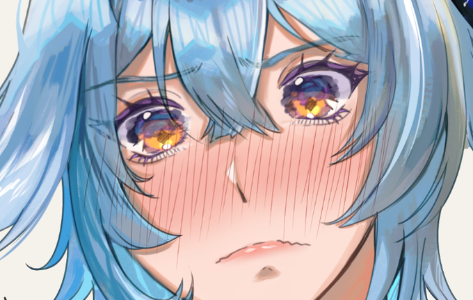 「blue hair embarrassed」 illustration images(Latest)