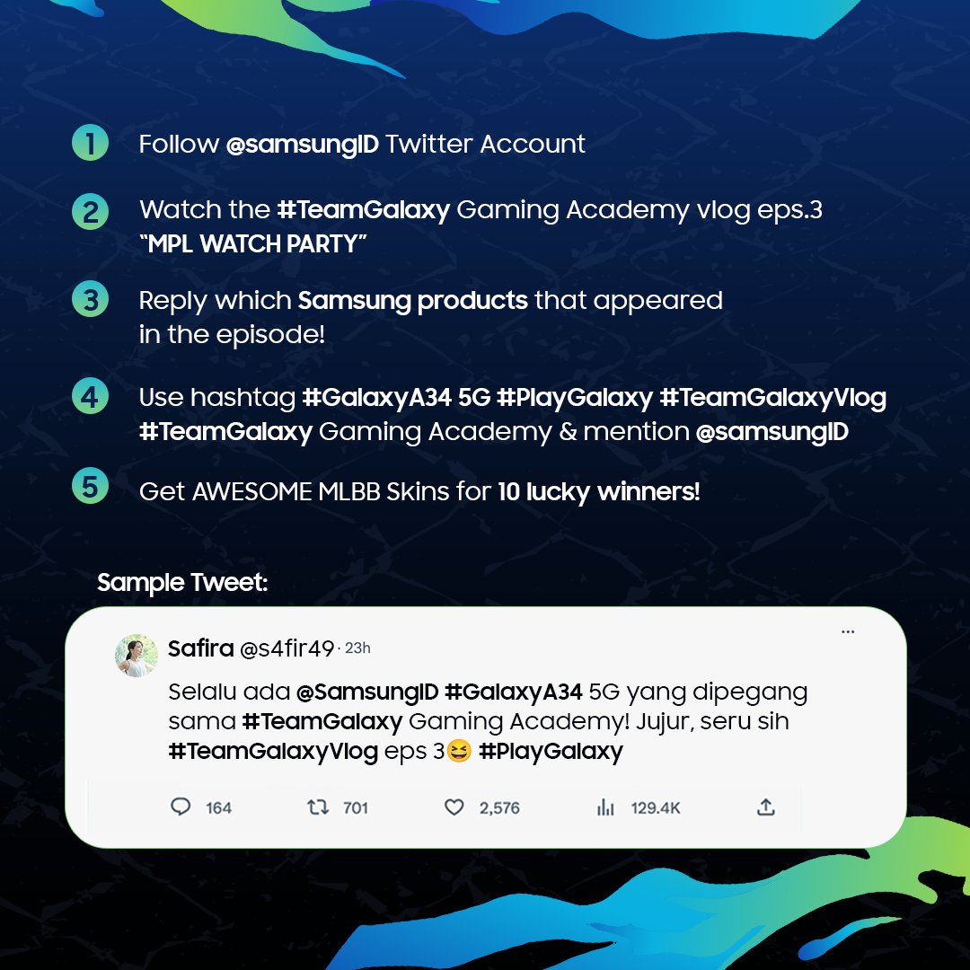 samsungID's tweet image. Have you watched the #TeamGalaxy Gaming Academy vlog? Because, Eps 3 is out!👀

Reply which Samsung products that appeared in this episode and 10 lucky winners will get a chance to win AWESOME MLBB Skins ✨ 

Watch it here --&amp;gt; spr.ly/SGGAEps3