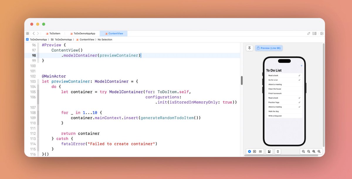 simonng's tweet image. Using SwiftData with Preview in SwiftUI appcoda.com/swiftdata-prev… via @appcodamobile