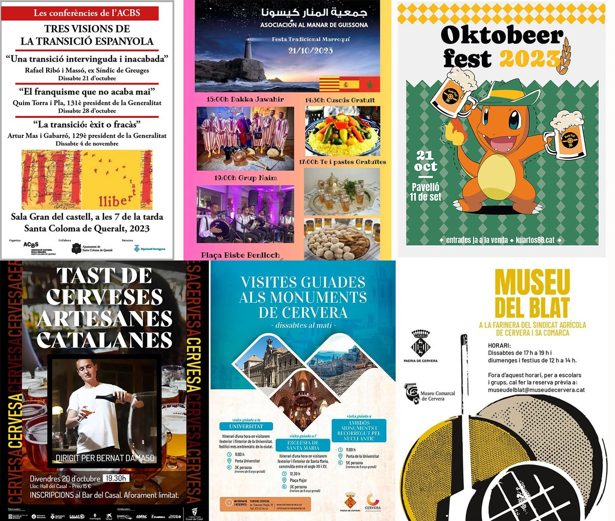 SomSegarra's tweet photo. Sense plans per al cap de setmana? #segamots #concerts #festes #premi #conferència #teatre #visites i #expos gaudeix la #tardorsegarra !
@lasegarra @AJGuissona @museudecervera @CConcabella @BiblioGuissona @AmicsConcabella @valldellobregos @Espitllera
ℹ️ https://t.co/8ZHEiD1Ad2 https://t.co/3tkyAqUlID