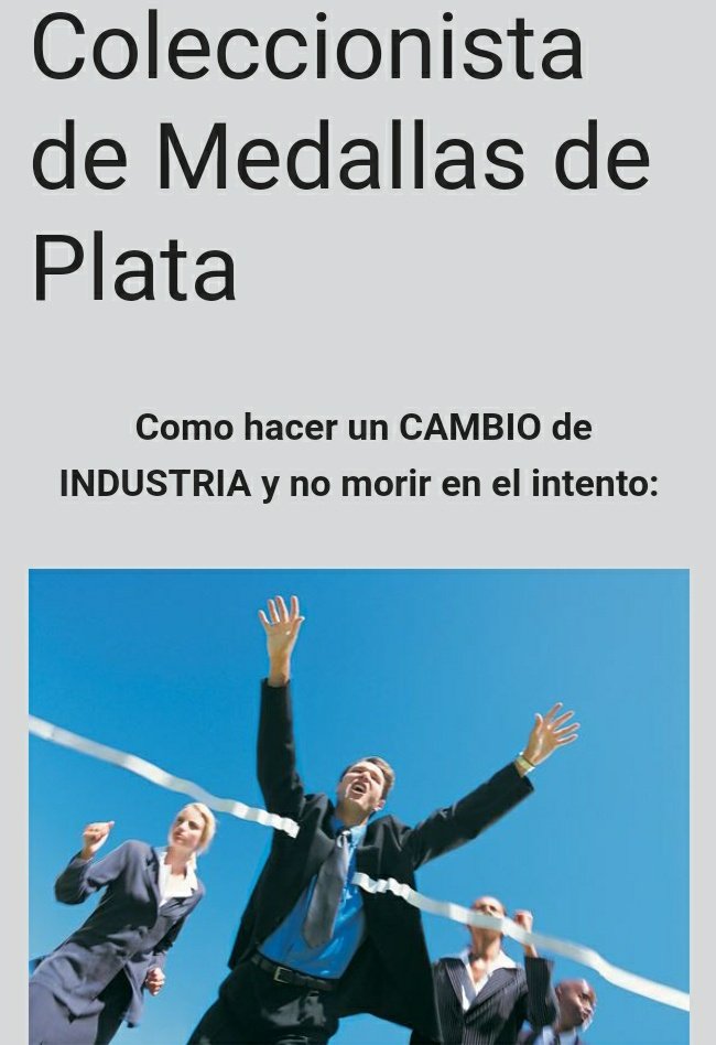 ¿Es posible cambiarse de industria? La historia siguiente es la de un Profesional que busca trabajo, participa de Procesos de selección,  pero no logra la Medalla de Oro....muy interesante artículo:
placehunter.cl/coleccionistas…
Si buscas trabajo, llámame!