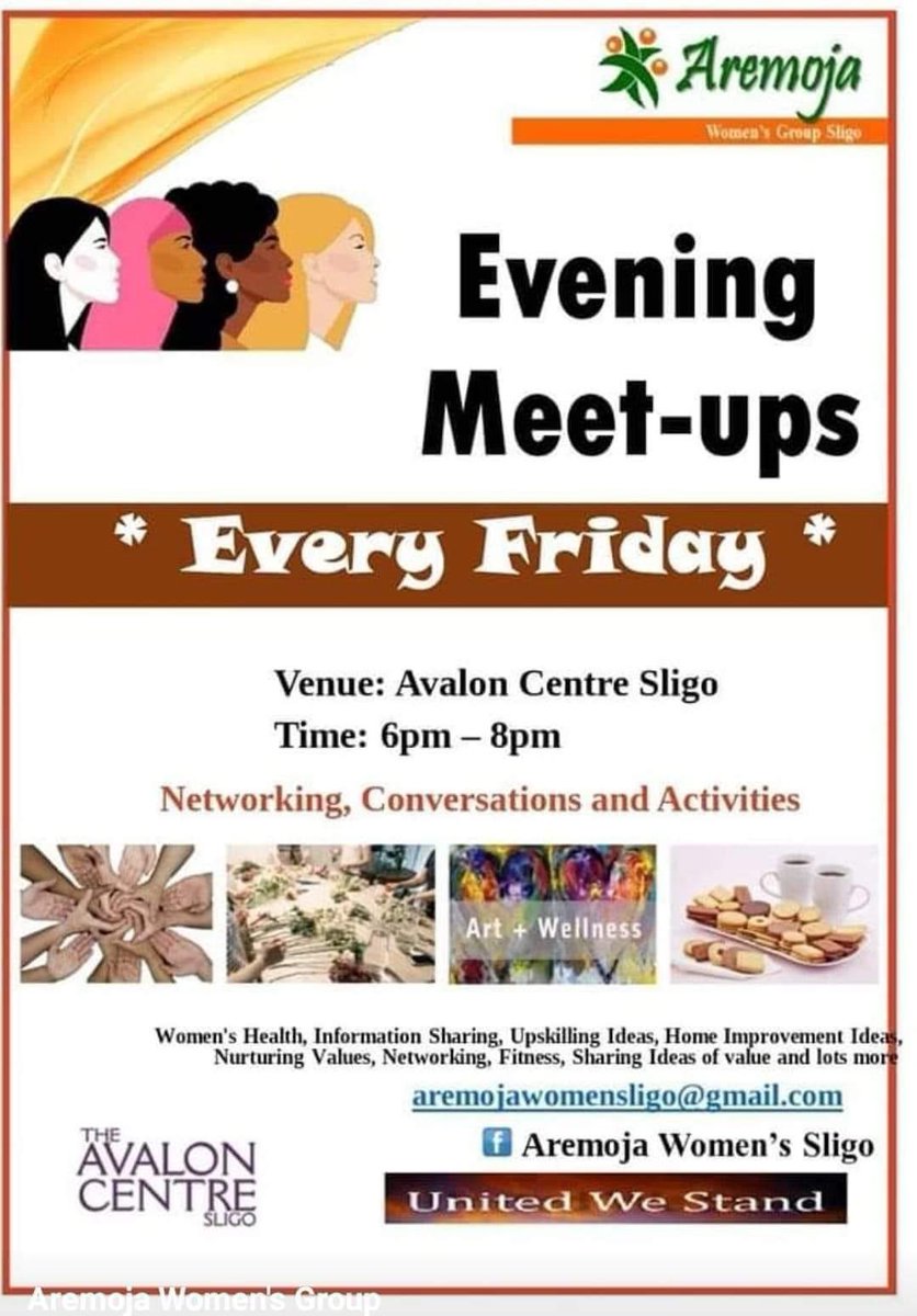 Every Friday, the Aremoja Woman’s Group meetup takes place from 6pm to 8pm in the Avalon Centre in Sligo #choosesligo #sligo