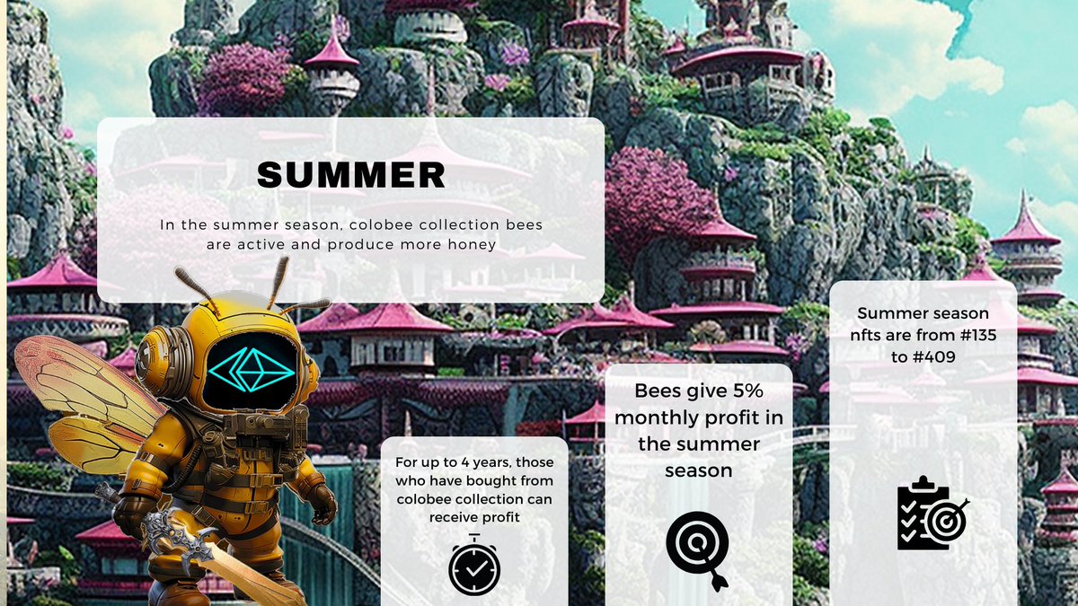 cloobeenft's tweet photo. In summer season you can get very high profit and also you have more valuable nfts💛

#NFTs #nftart #art #opensea #Binance #BTC #Polygon #AzukiArt #Ethereum #colobee https://t.co/DfjPGdTrTC