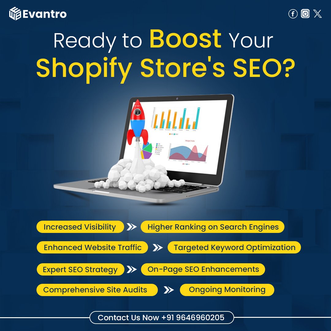 EvantroTech's tweet image. Elevate your Shopify store&apos;s online presence with Evantro&apos;s Shopify SEO services. We have a proven track record of delivering these benefits to our clients. Get started today! 💼📈

info@evantro.com
evantro.com

#ShopifySEO #Evantro #OnlineVisibility