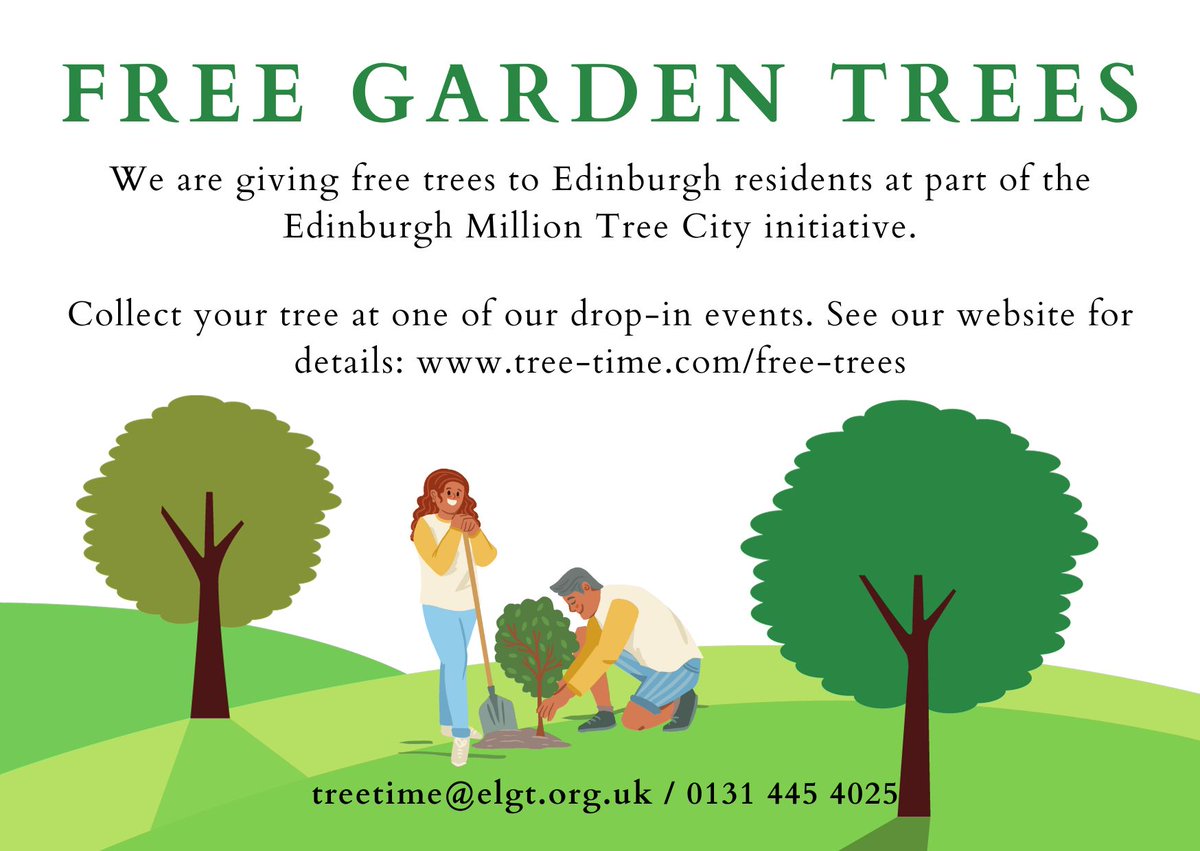This winter we are giving away 9,000 trees to Edinburgh residents in partnership with @Edinburgh_CC and @WTScotSocial. Find out how to collect your free tree: tree-time.com/free-trees #EdinburghMillionTreeCity #FreeTrees @AlbaTrees @EdinOutdoors @gyleshopping @InchNursery