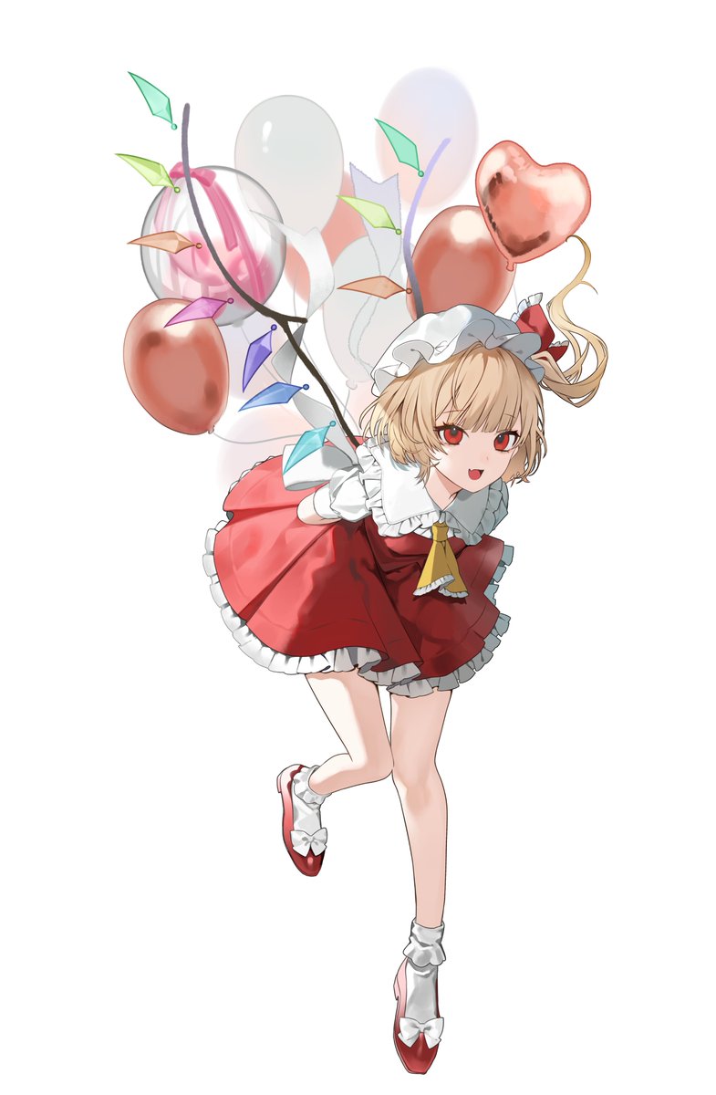 flandre scarlet 1girl solo hat red eyes balloon wings blonde hair  illustration images