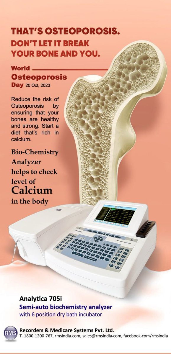 INDIA_RMS's tweet image. World Osteoporosis Day. #WorldOsteoporosisDay #biochemistry #biochemistryanalyzer
rmsindia.com/clinical-diagn…