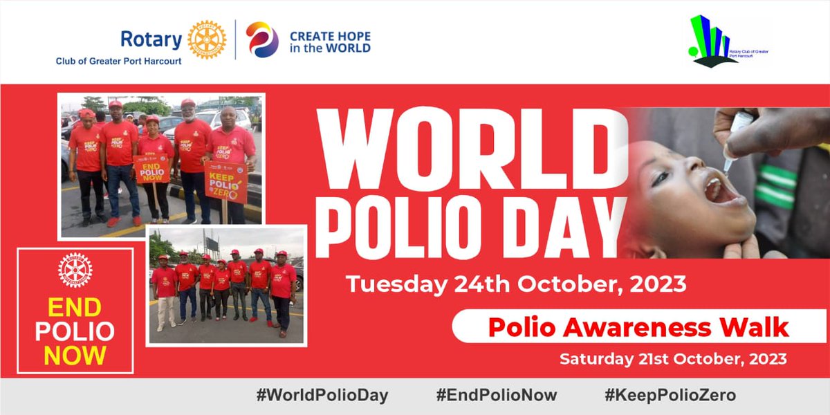 Rgreaterph's tweet photo. End Polio Now is Rotary International priority and we are committed to keep Polio @zero.
Join the Rotary club of Greater Port Harcourt and other Rotary clubs in Rivers State in the awareness walk and sensitization of Polio Immunization to eradicate the polio https://t.co/v8tGE33Xu0