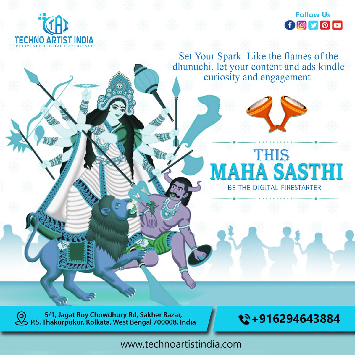 theartisttechno's tweet photo. শুভ ষষ্ঠী 👏👏👏
This maha sasthi, be the digital firestarter. 🔥💥💥🔥
💥💥💥 Set Your Spark - Like the flames of the dhunuchi, let your content and ads kindle curiosity and engagement💥💥💥

#DurgaPuja #Sasthi #DurgaPuja2023 #durgapujo2023 #FestiveSeason #digitalmarketing https://t.co/EMx1Ixi4Nb