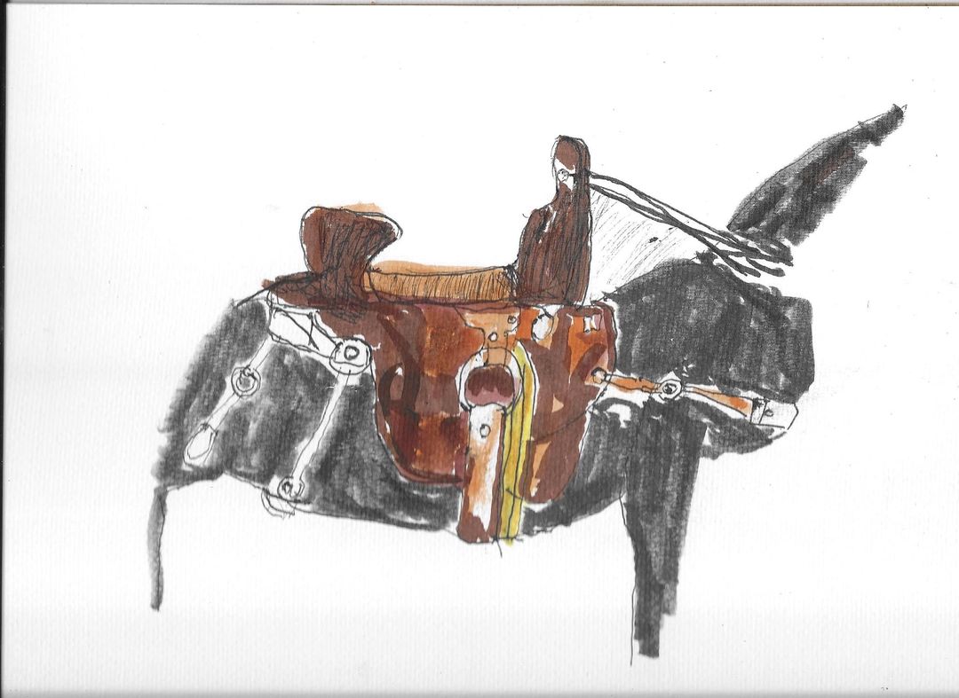 Aeion's tweet photo. Inktober 2023, Day 18 Word: Saddle Title: Saddle #inktober2023 #inktober2023day18saddle #Ink #Inkwash #markers #micropens #Saddle https://t.co/9TAnFDorRZ
