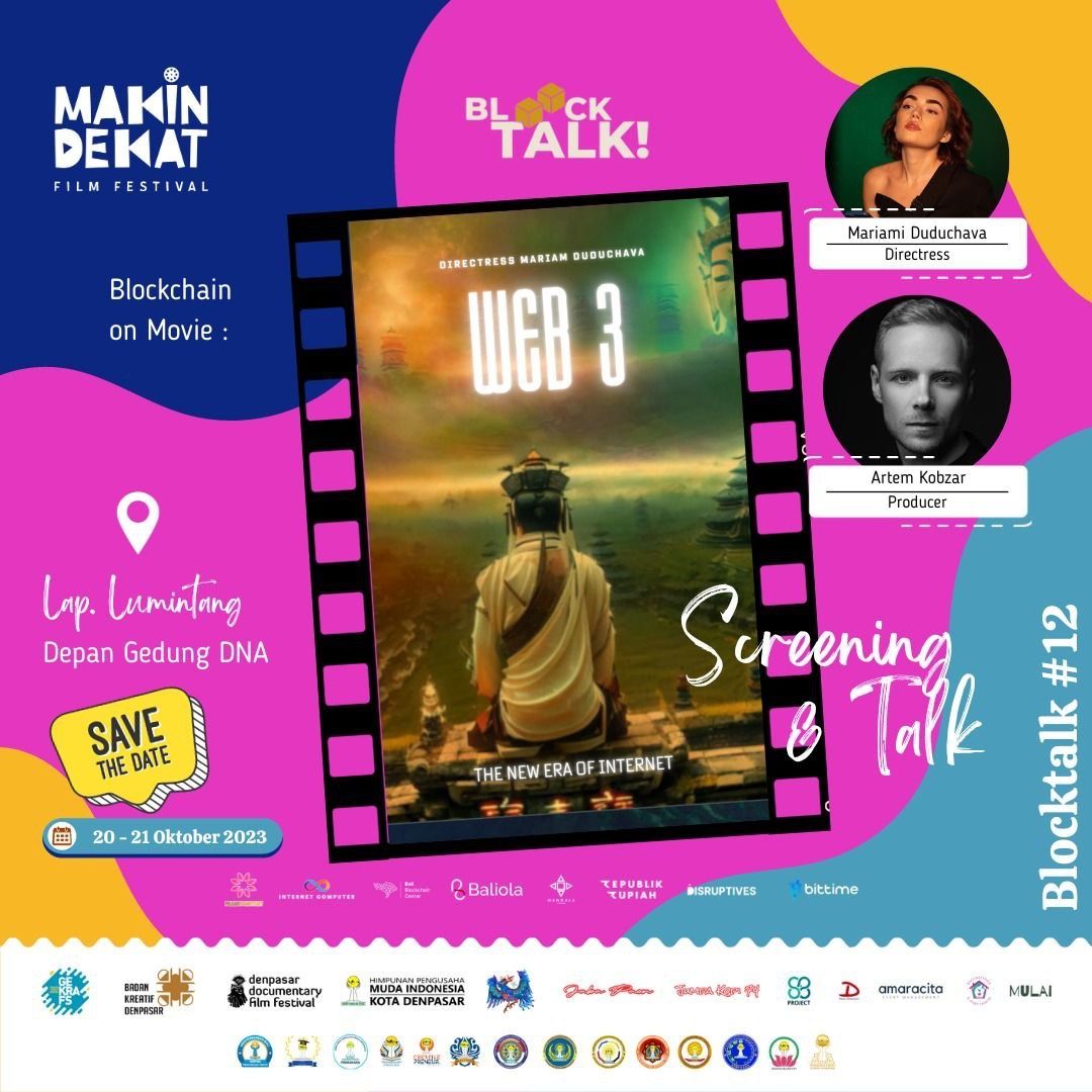 blockchainbali's tweet photo. DOCUMENTARY FILM SCREENING &amp; TALKS : WEB3, THE NEW ERA OF INTERNET. Discussion with Mariami Duduchava, the Directress and Artem Kobzar, the Producer. Bringing Blockchain to the screen #makindekatfilmfestival #baliblockchaincenter #Web3 https://t.co/JnjorZ0ZJa