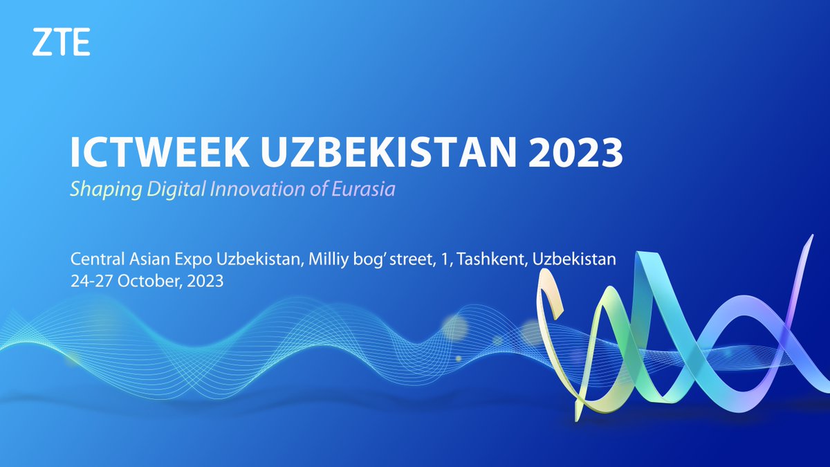 ZTEPress's tweet photo. The 17th #ICTWEEK Uzbekistan 2023 is set to begin on 23 October. #ZTE will showcase our latest and greatest #5G end-to-end product solutions at this event, contributing to the digital transformation of the #CIS region. Look forward to your participation!🔗 https://t.co/NTaTM7mzKW https://t.co/jdvzfvOsVz