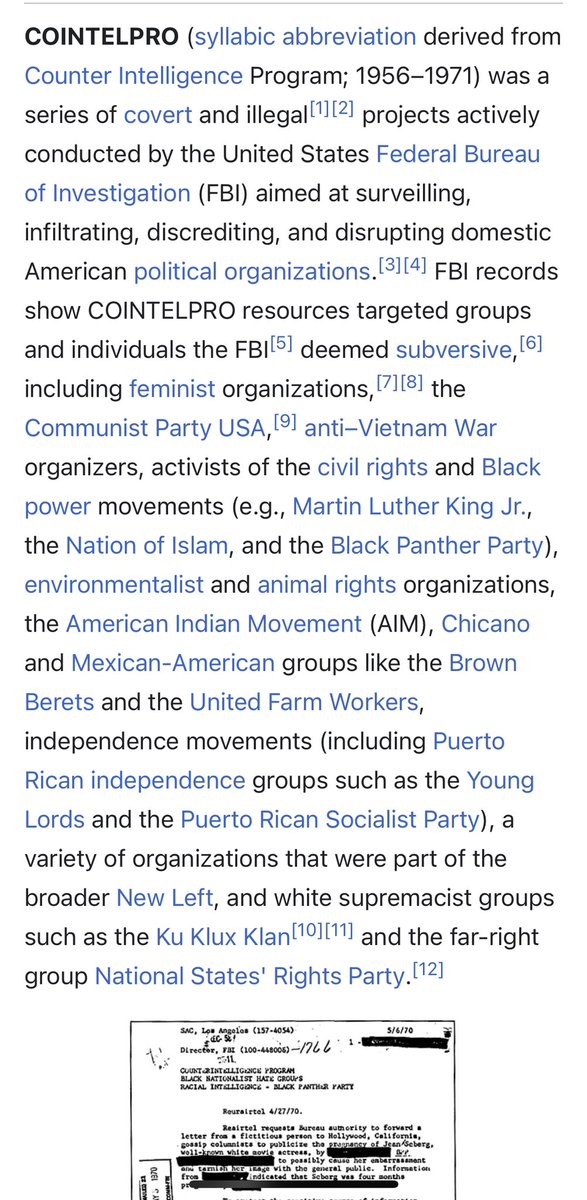 paigefox_atty's tweet image. Y’all— @Wikipedia on #cointelpro and it’s f*cking bananassss.🍌🍌🍌🍌

This is America. #historylesson