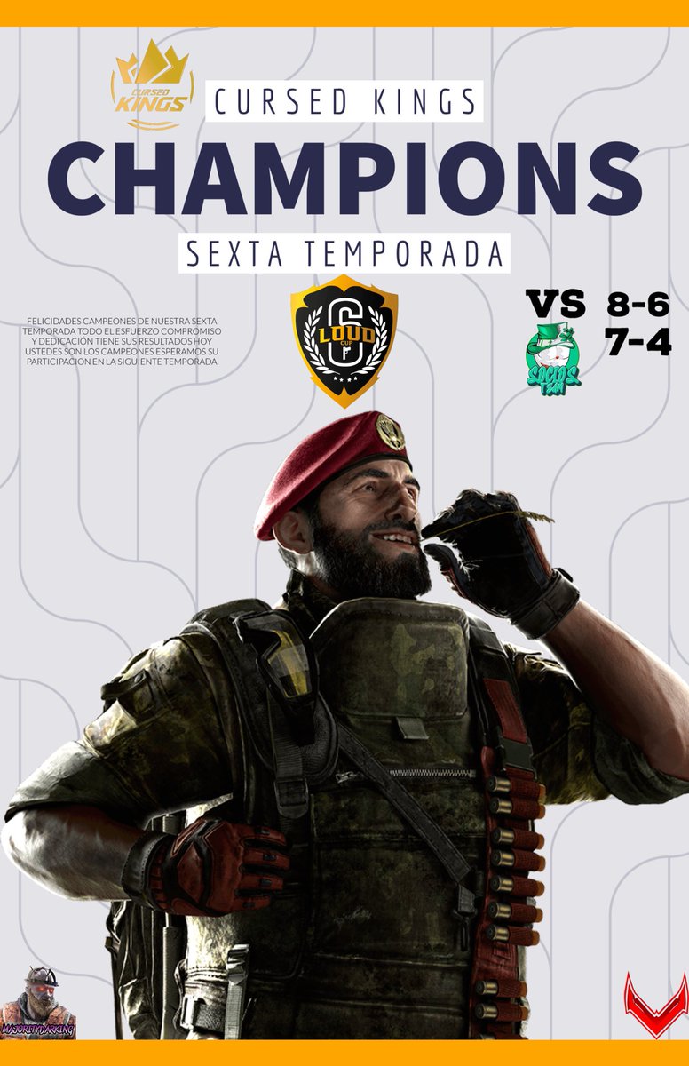 LouDCup_MX's tweet photo. @CursedKings_ CAMPEONES 🏆 

Finalizamos la temporada y tenemos nuevo campeón, derrotando a @socios_team__ 2-0 

Muchas felicidades a ambos equipos por el gran torneo que nos brindaron ⚔️

Sponsors 
@TeeGamingOrg 
@majoritydarking https://t.co/52P45XKyzf