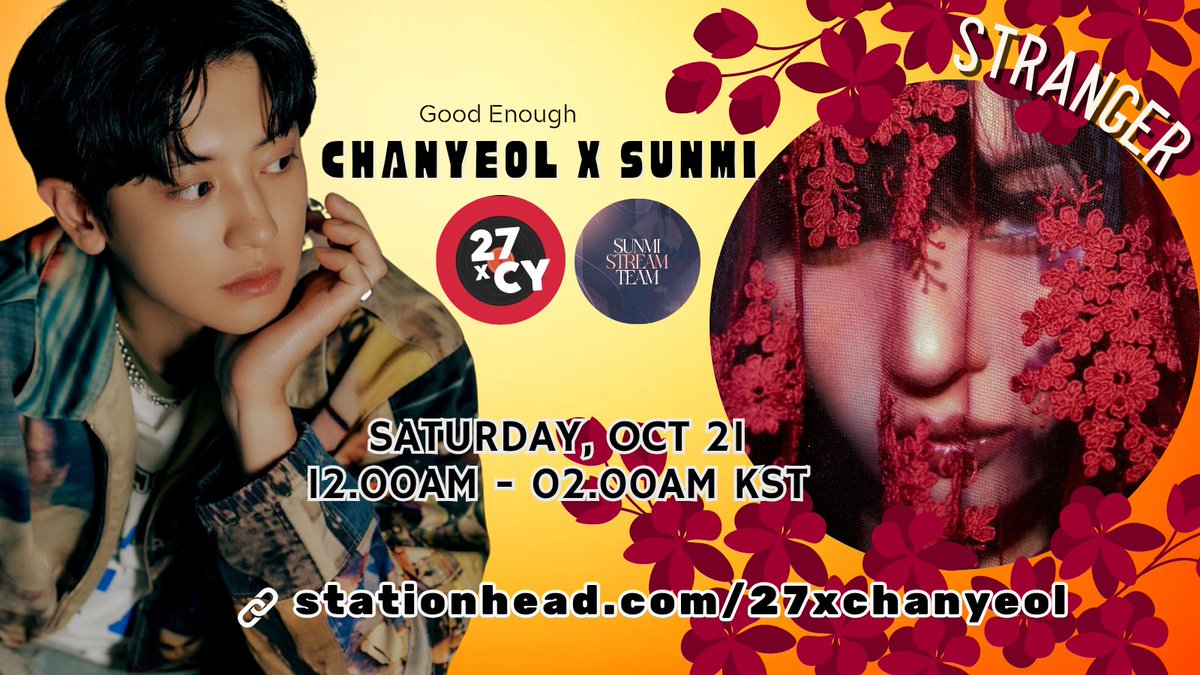 27xCHANYEOL's tweet photo. We are so ready for 'Good Enough'.🔥

Let's join tonight back to back @STATIONHEAD party with @SunmiStreamTeam on
#CHANYEOL x Sunmi

OCT 21st
12 - 2am KST
🔗https://t.co/bjUmSpfnD9

Let's stream the hardest!

#Chanyeol_GoodEnough
#찬열_그래도돼 https://t.co/OjY8hS0gwW