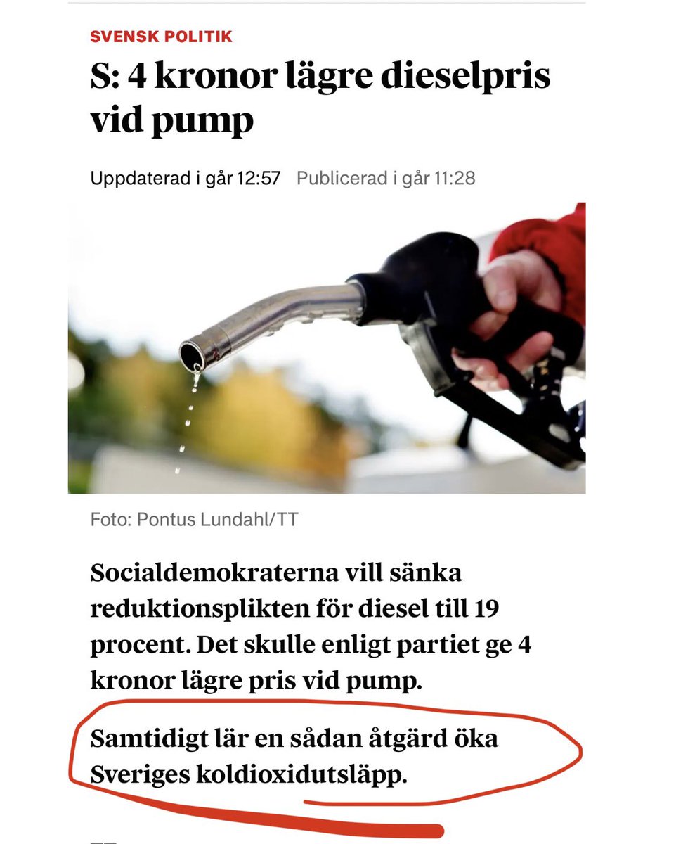 Nedmonteringen av Sveriges klimatpolitik lämnar egentligen öppet mål för oppositionen. Istället gör sig det största oppositionspartiet till en blek kopia av originalet. Vad är det ni inte förstår? Utsläppen får inte öka mer, de måste ner! 
dn.se/sverige/s-4-kr…