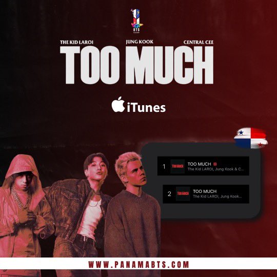 PanamaBts's tweet photo. [ITUNES PANAMÁ 🇵🇦]
20-10-2023

ARMY PANAMÁ SOMOS #1 🎉😎

La canción #TooMuch de Kid Laroi junto a  #JungKook de @BTS_twt y Central Cee es #1 en iTunes (la explícita) y la versión no explícita se encuentra de #2 🇵🇦🥳

¡ARMY Panamá gracias por tu apoyo a incondicional a cada uno de los  miembros de BTS 🎶🔥

 #TooMuchFeatJungkook
