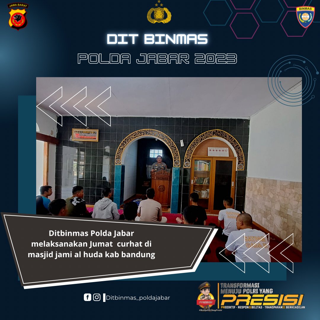 Ditbinmas Polda Jabar melaksanakan Jumat  curhat di masjid jami al huda kab bandung