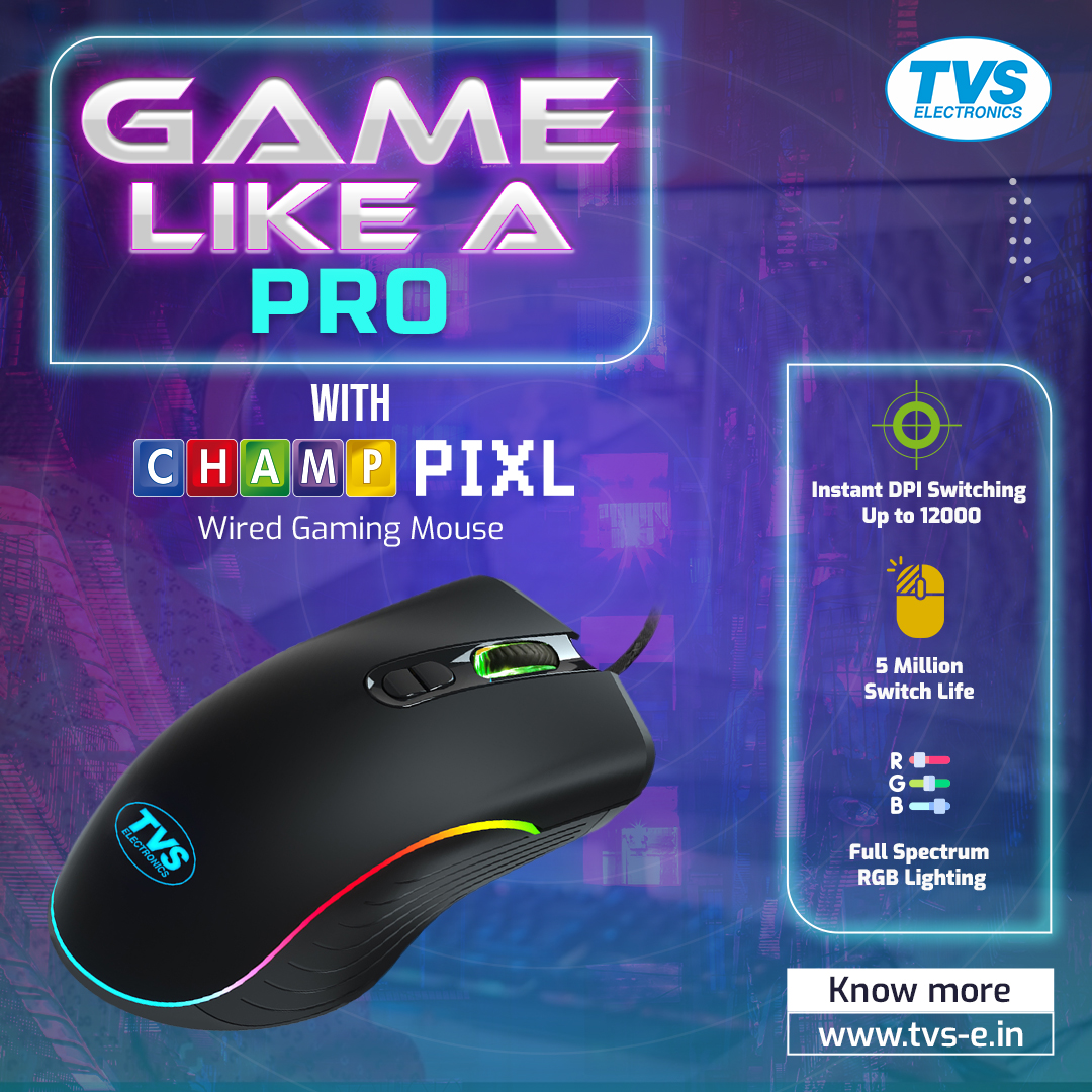 tvs_electronics's tweet photo. Level up your gaming experience with our budget-friendly wired gaming mouse. Instant DPI switching, 12000 DPI resolution, and stunning RGB lighting!

TVS-E’s
Champ Pixl Wired
Gaming Mouse

#tvselectronics #tvse #gamingmouse #mouse #mice #opticaltracking #gaming #games #onlinegame https://t.co/5rS6M8Z06J