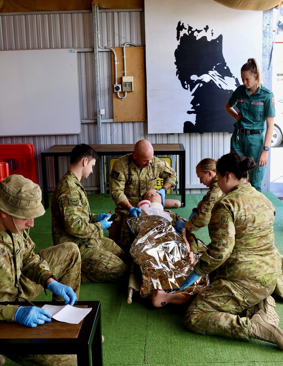 RSMAusArmy's tweet photo. Always great to see our @AustralianArmy medics and combat first aiders developing their clinical skills with support from the team at SAAS. Building relationships in the community we serve. @COMD2Bde Huge thanks to the leadership of 3HB. @AustralianArmy https://t.co/fzAGaZt3R8