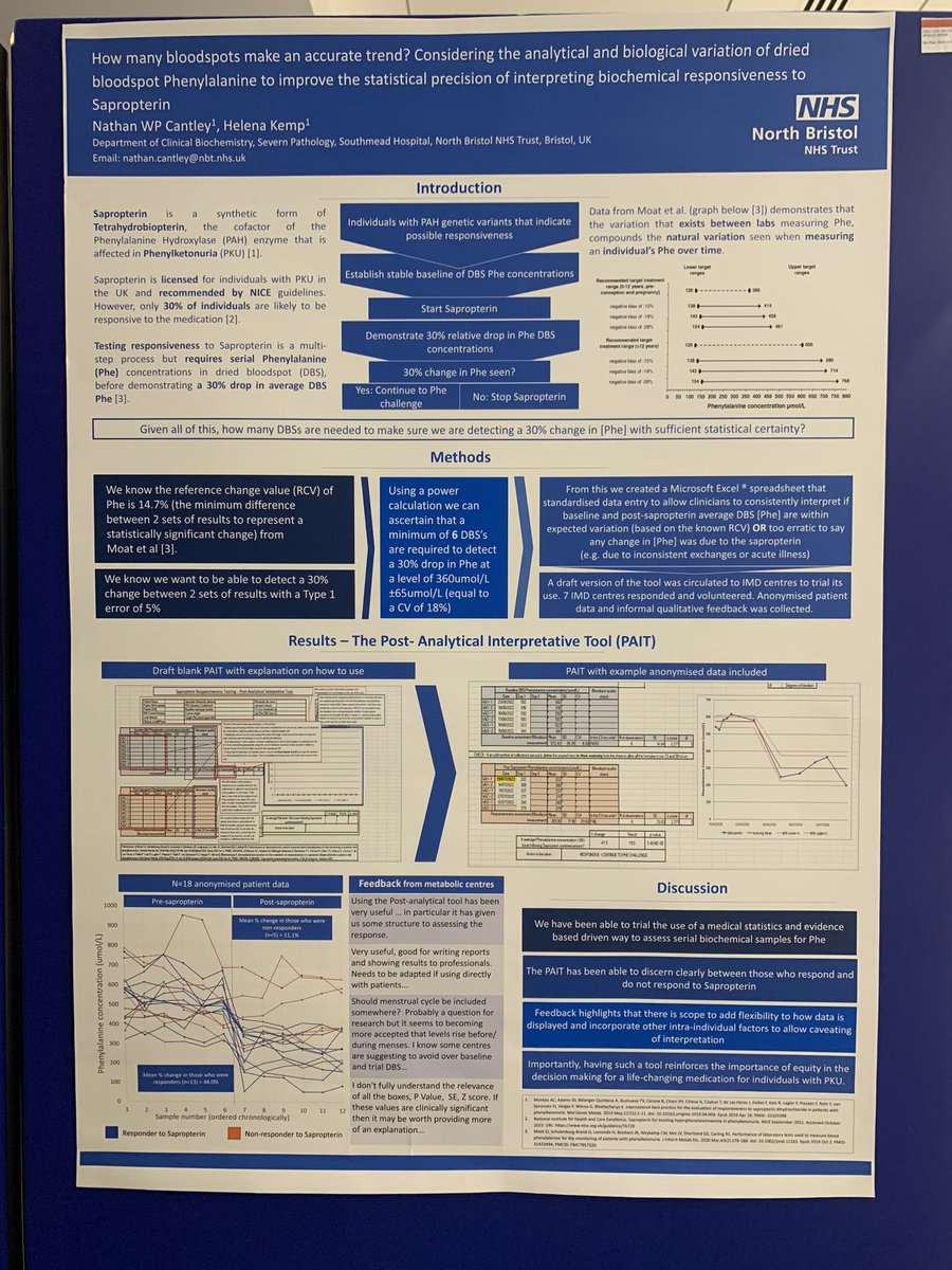 NSPKU's tweet photo. How many bloodspots makes an accurate trend…? Such a useful tool for sapropterin response testing
@official_espku 1st poster is up (34 to follow!)
Thx @NathanWPCantley 
🩸🩸🩸 https://t.co/qYyciUkKfw