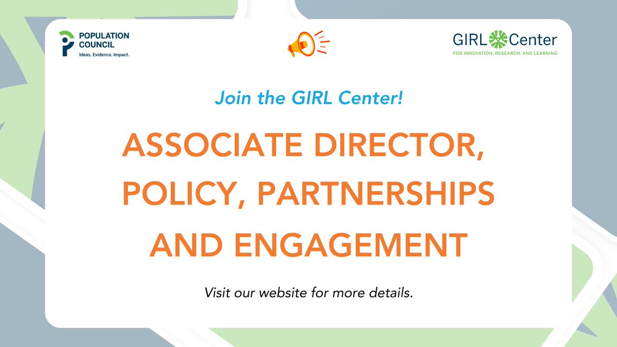 We're #hiring for a new &amp; exciting role responsible for growing our sphere of influence!
Are you a strategic &amp; engaging leader passionate about infusing data &amp; evidence into programs, policies, practice, &amp; investments for adolescents?

Learn more &amp; apply ➡️shorturl.at/OV579