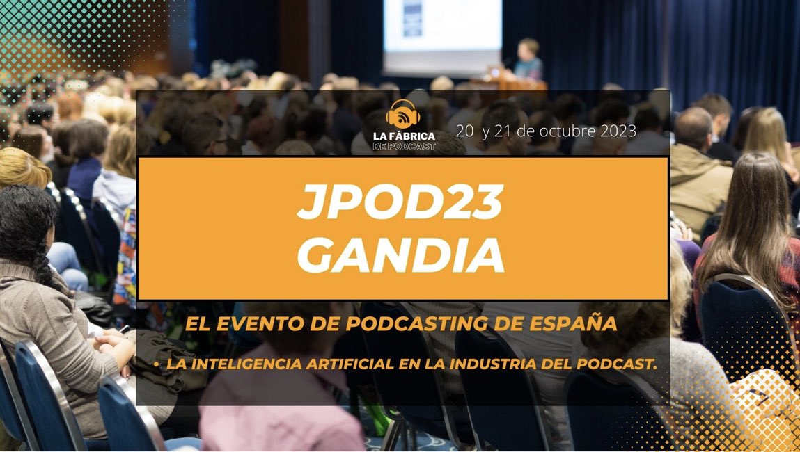 Hoy y mañana llegan las
𝗝𝗽𝗼𝗱 𝟮𝟯 𝗚𝗮𝗻𝗱𝗶𝗮. Expertos en la industria del podcast se reunirán para hablar de la inteligencia artificial en podcasting y otras tendencias.
📍<a href="/UPVCampusGandia/">Campus de Gandia | UPV</a> 
👉 Encuentra aquí toda la información: jpod.es/la-sede-upv-ga…