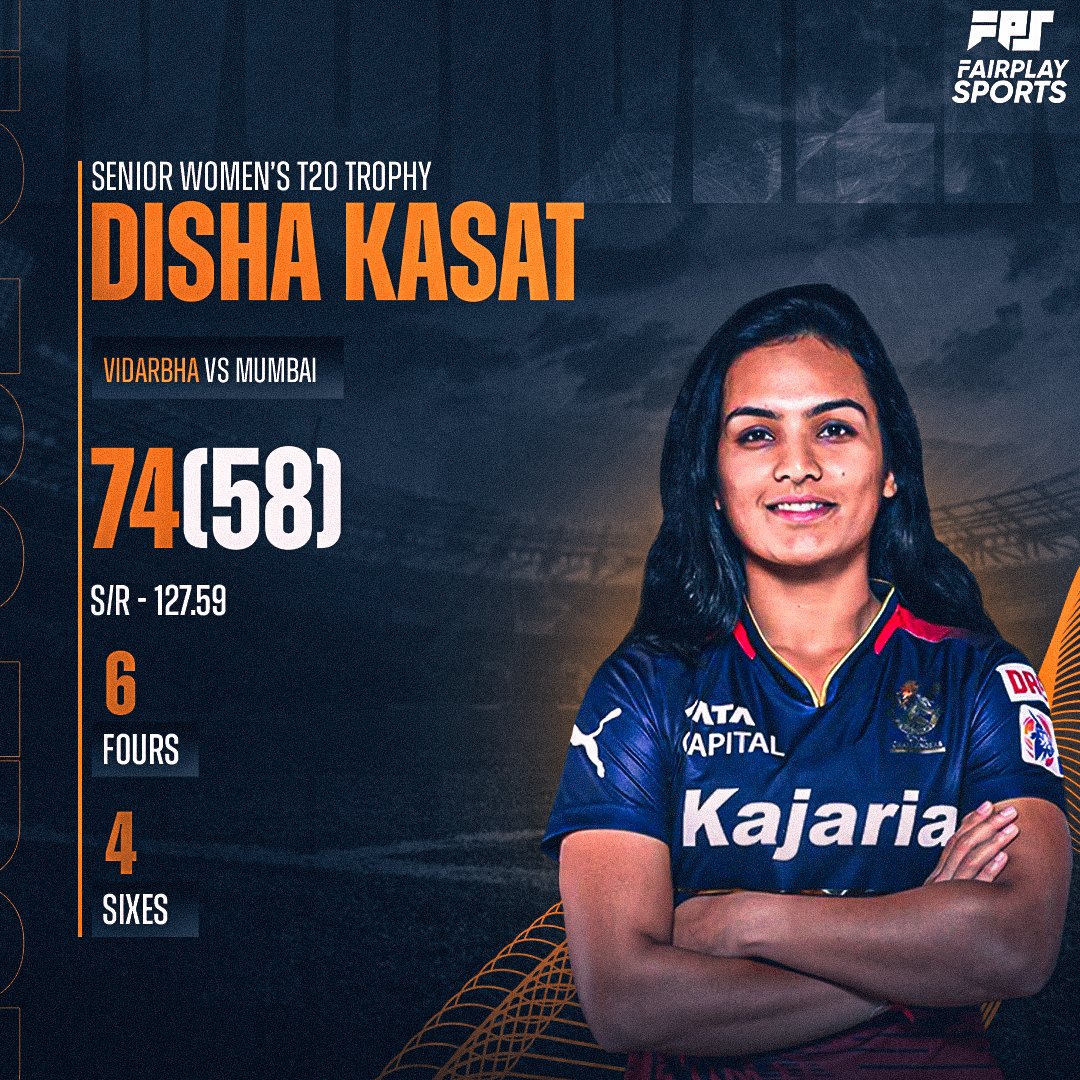 Stunning performance by Disha Kasat to 🔥 kick off the Senior Women’s T20 Trophy. She smashed four 6s and six 4s in her innings of 74 today. 🏏 #SeniorWomenT20Trophy #WomenCricket #Batter #dishakasat