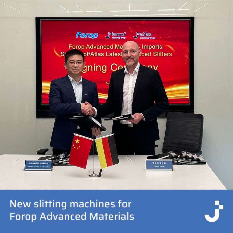 We are proud to announce that #Kampf has taken yet another step to #createfuturetogether globally! In August, Forop Advanced Material Co., Ltd and Kampf GmbH signed the contract for the delivery of six Kampf/ Atlas Converting Equipment Ltd. #slittingmachines.