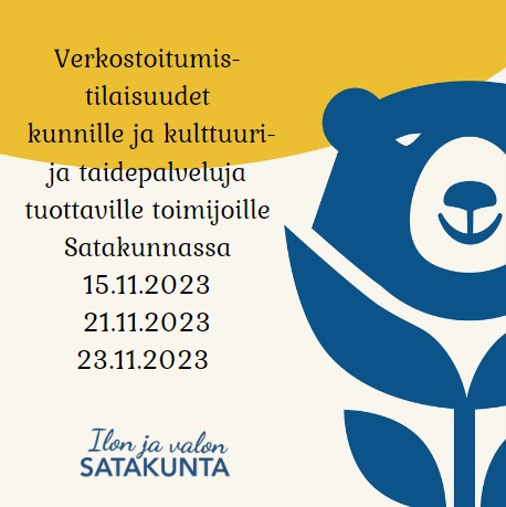 satakuntaliitto's tweet photo. Ilon ja valon Satakunta - hanke järjestää marraskuussa verkostoitumistilaisuudet tarkoituksenaan edistää kuntien sekä kulttuuri- ja taidepalveluja tuottavien toimijoiden yhteistyötä ja kumppanuutta.
Lue lisää: https://t.co/2qJu4md3e7 https://t.co/oKcZLZDW56