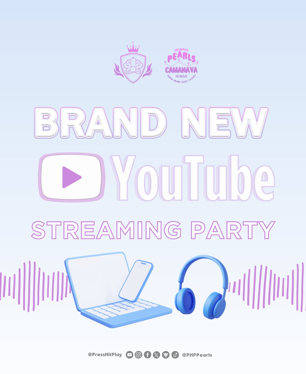 PearlsCAMANAVA's tweet image. [💻 STREAMING PARTY]

Pearls Camanava, in collaboration with @PHPPearls, invites you to PHP&apos;s Brand New YouTube Streaming Party. ✨

See posters for more details! 

BRAND NEW BY PHP
#PHP_BrandNew_OutNow
#PHP_BrandNew #Press_Hit_Play @PressHitPlay