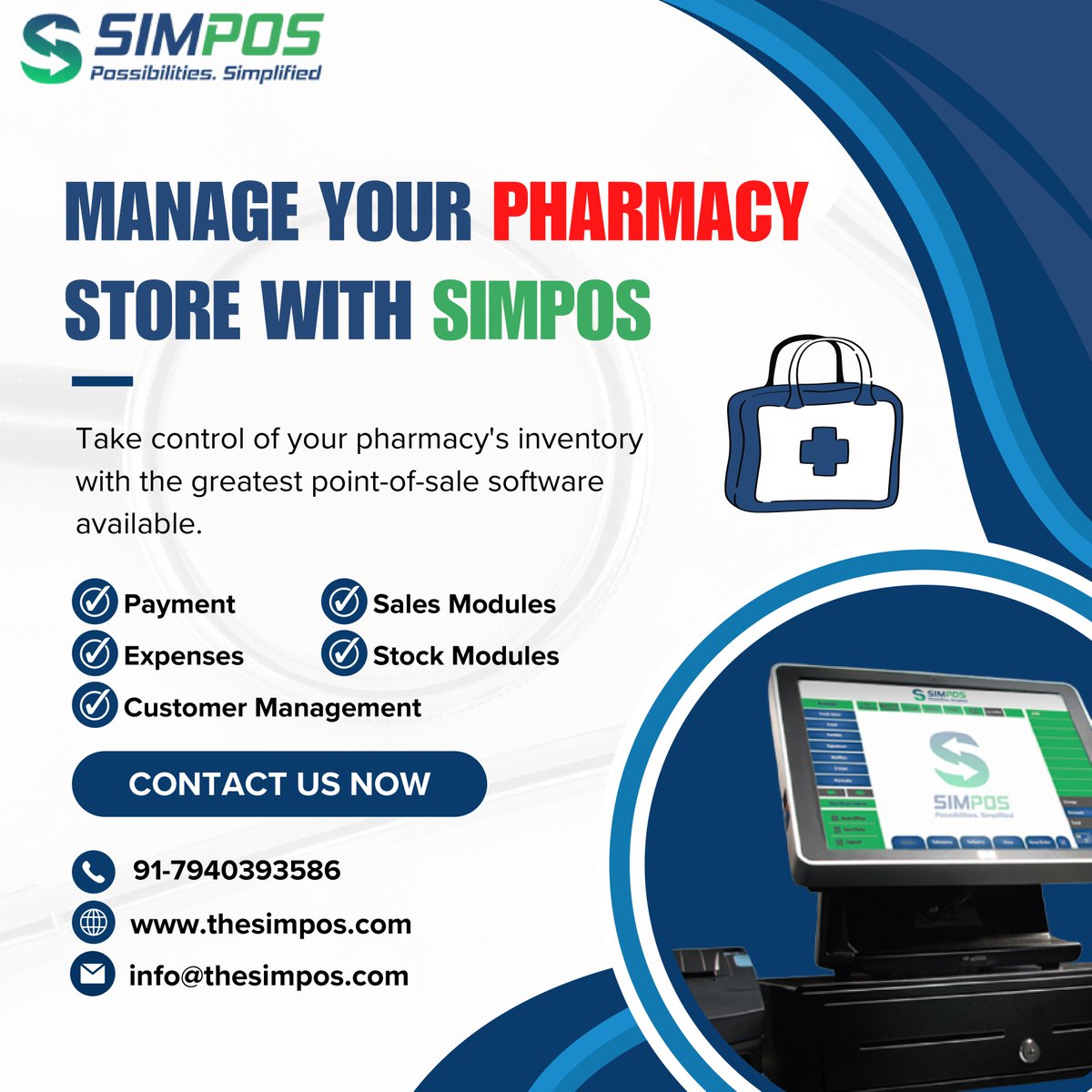 Our pharmacy point-of-sale solutions are designed to fit the needs of any pharmacy.  Set up an individual POS consultation right now.
Visit us -> thesimpos.com
#pharmacy #medical #restaurant #supermarket #billingsoftware #possystem #pos #simpos #simposaustralia #dotnet