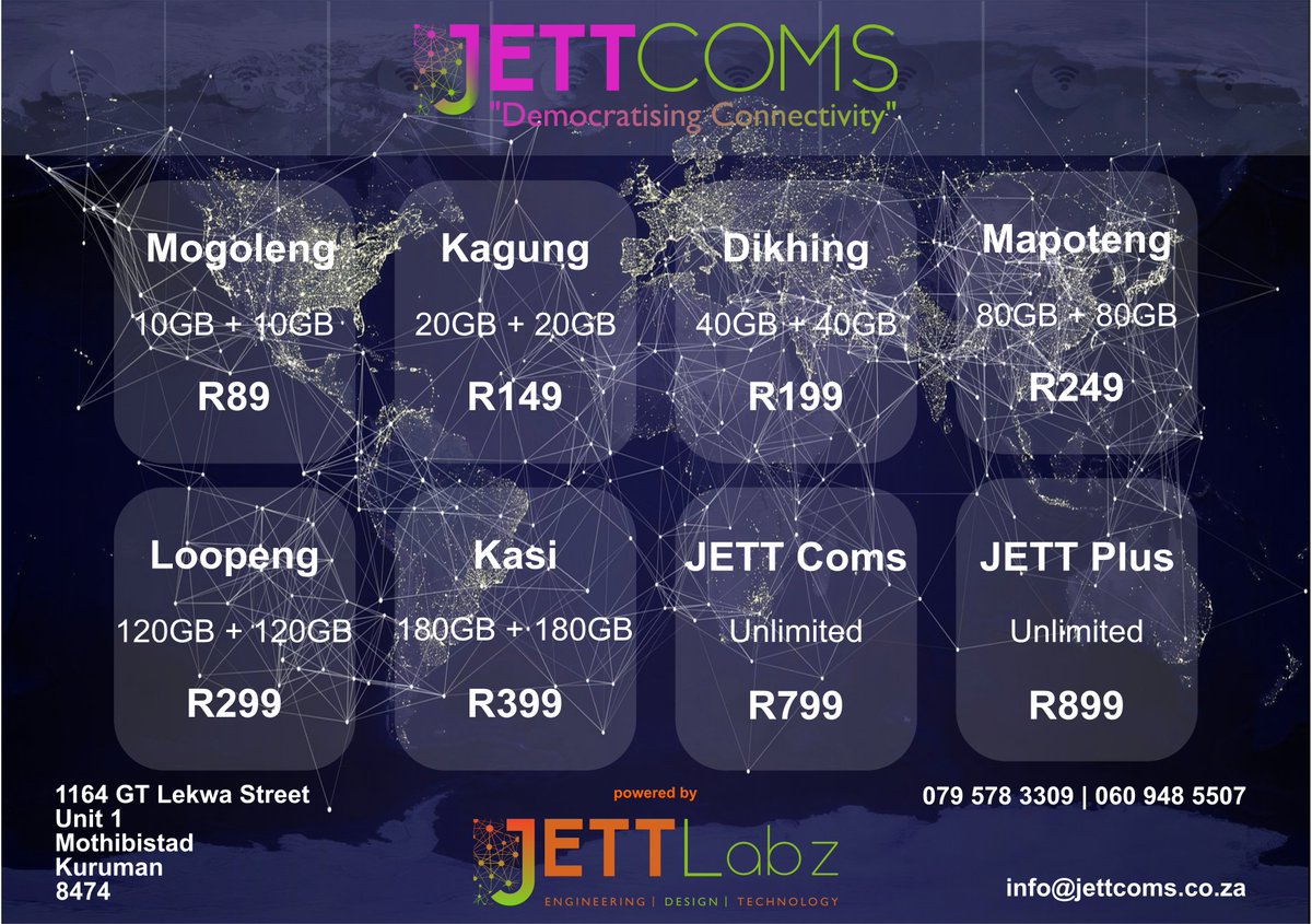 JETT Coms 

                        "Democratising Connectivity"