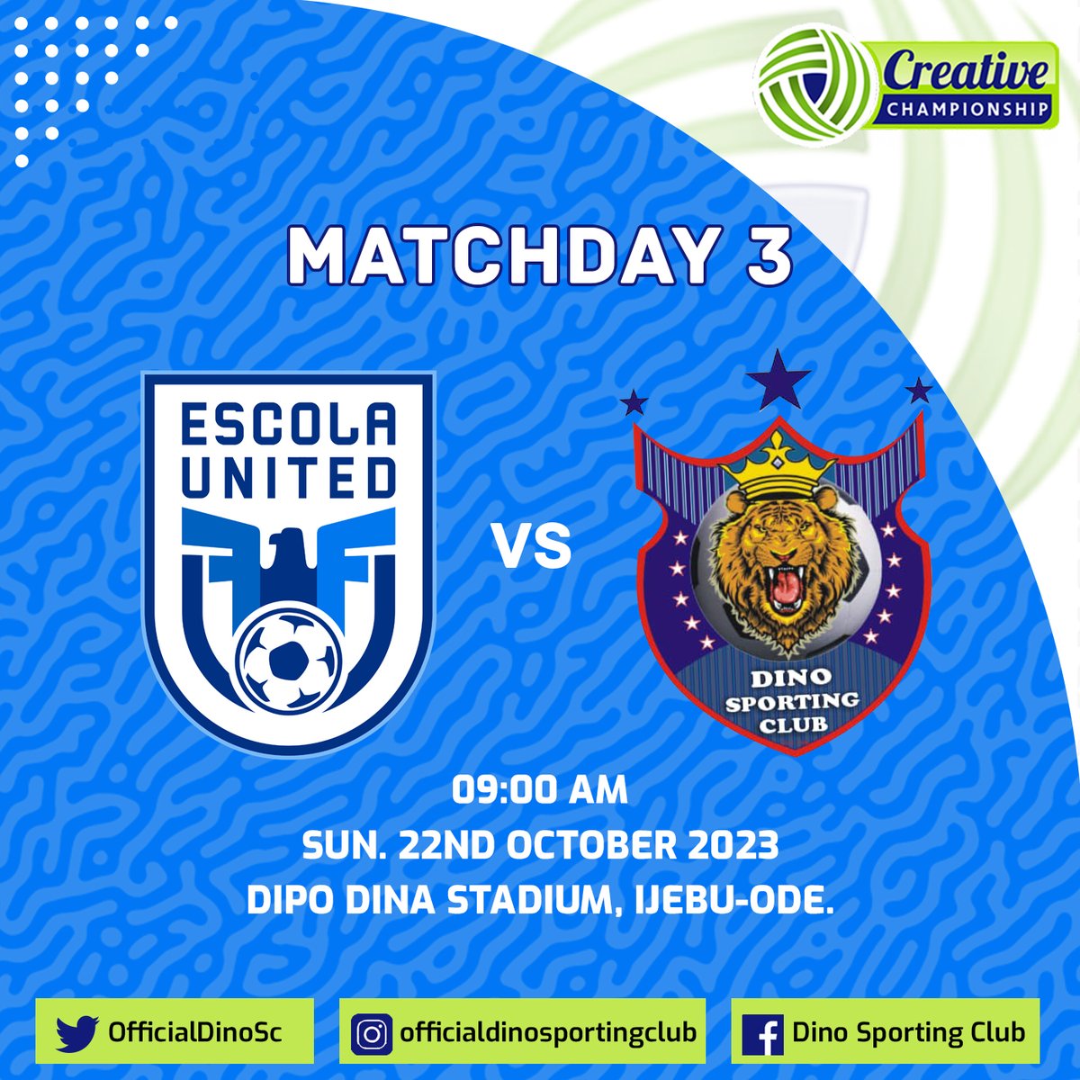 OfficialDinoSC's tweet photo. Matchday 3 is upon us against @Escolautdfa
#dareformore #ESCDSC #TCCLeague24 https://t.co/YJBRm1nDf9
