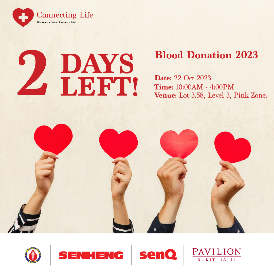 senQ_MY's tweet photo. 2 HARI LAGI GUYS! Jangan lupa temu janji kita ahad ini di Pavilian Bukit Jalil. " Kita adalah harapan mereka yang memerlukan"

#senQMY
#donateblood https://t.co/01AhZjm0Vw