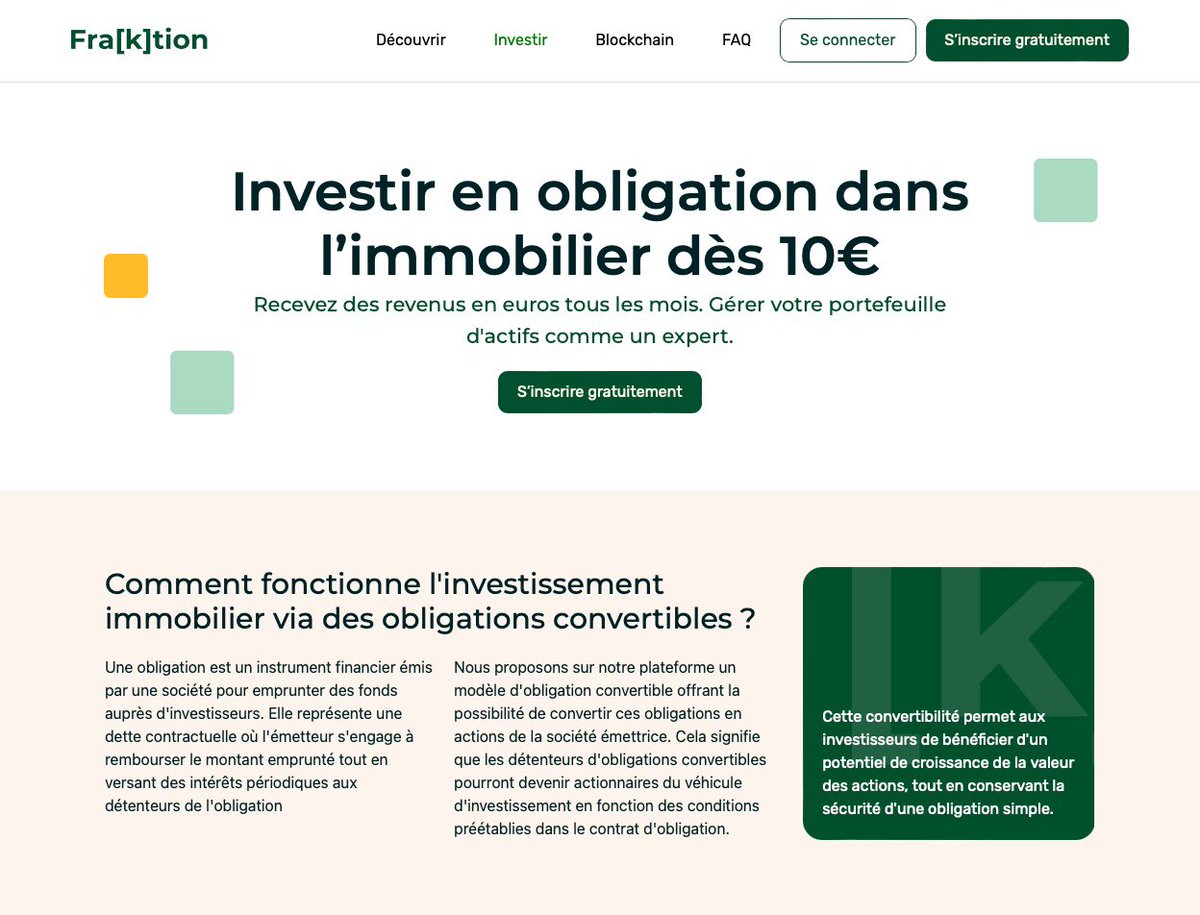 🚨 J'ai le plaisir de vous annoncer un partenariat avec <a href="/getfraktion/">Fraktion</a> !

Fraktion est une plateforme qui rend l'investissement dans l'immobilier tokénisé possible à partir de 10€ seulement !

🎁 Découvrez une présentation de la plateforme ainsi qu'un code promo 👇