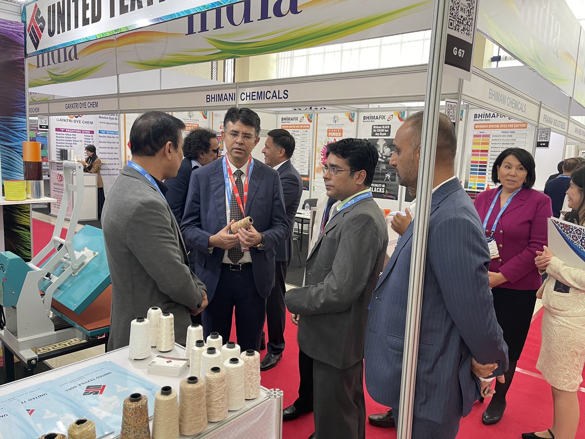 ficci_india's tweet photo. HE Mr Manish Prabhat, Ambassador of India to Uzbekistan inaugurated the India Pavilion at Uzbekistan Textile Expo 2023 in Tashkent, Uzbekistan. https://t.co/THGLa7IIWN
